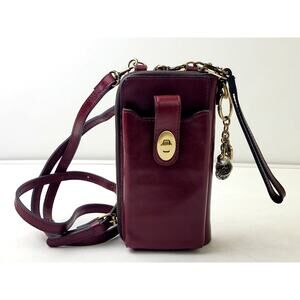 Patricia Nash Amalia Leather Phone Crossbody w Charms & Wristlet Oxblood EUC